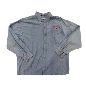 Vintage 90s Kansas City Chiefs‎ Denim Shirt Mens XL Blue NFL Football Lee Sport